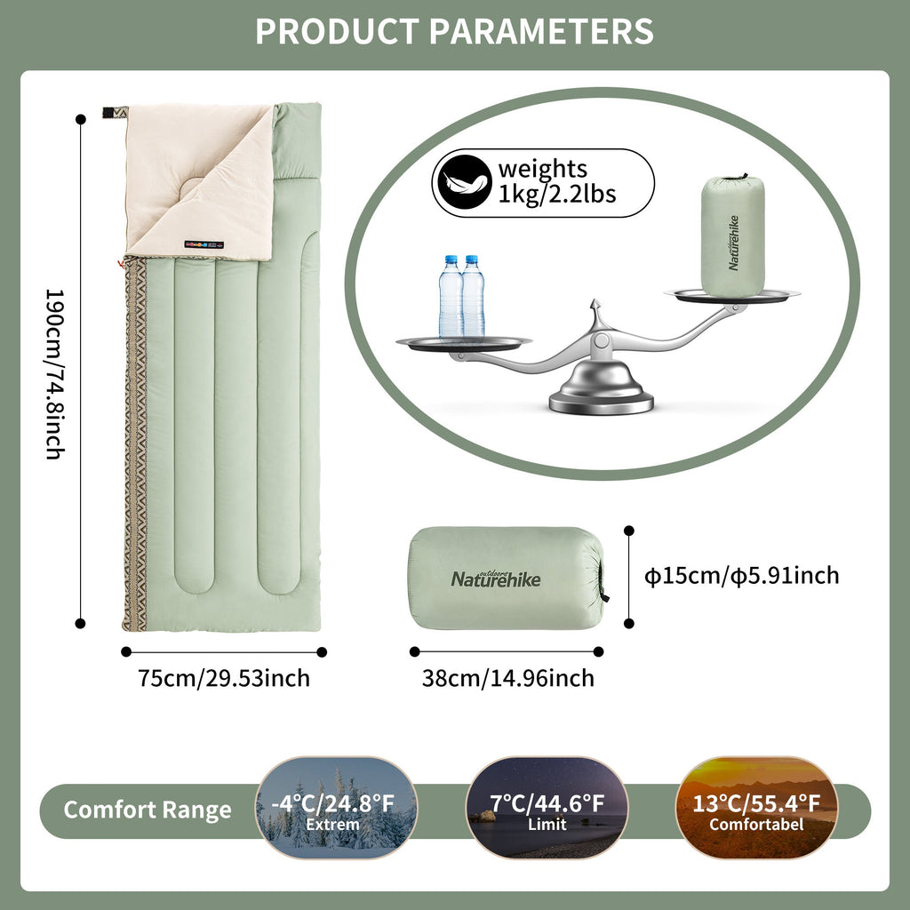 Linglong™ L150 Synthetic Sleeping Bag 55.4°F / 13°C