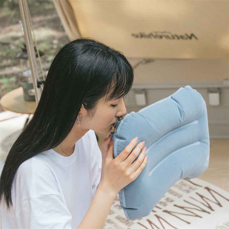Soft TPU Flocked Inflatable Camping Pillow