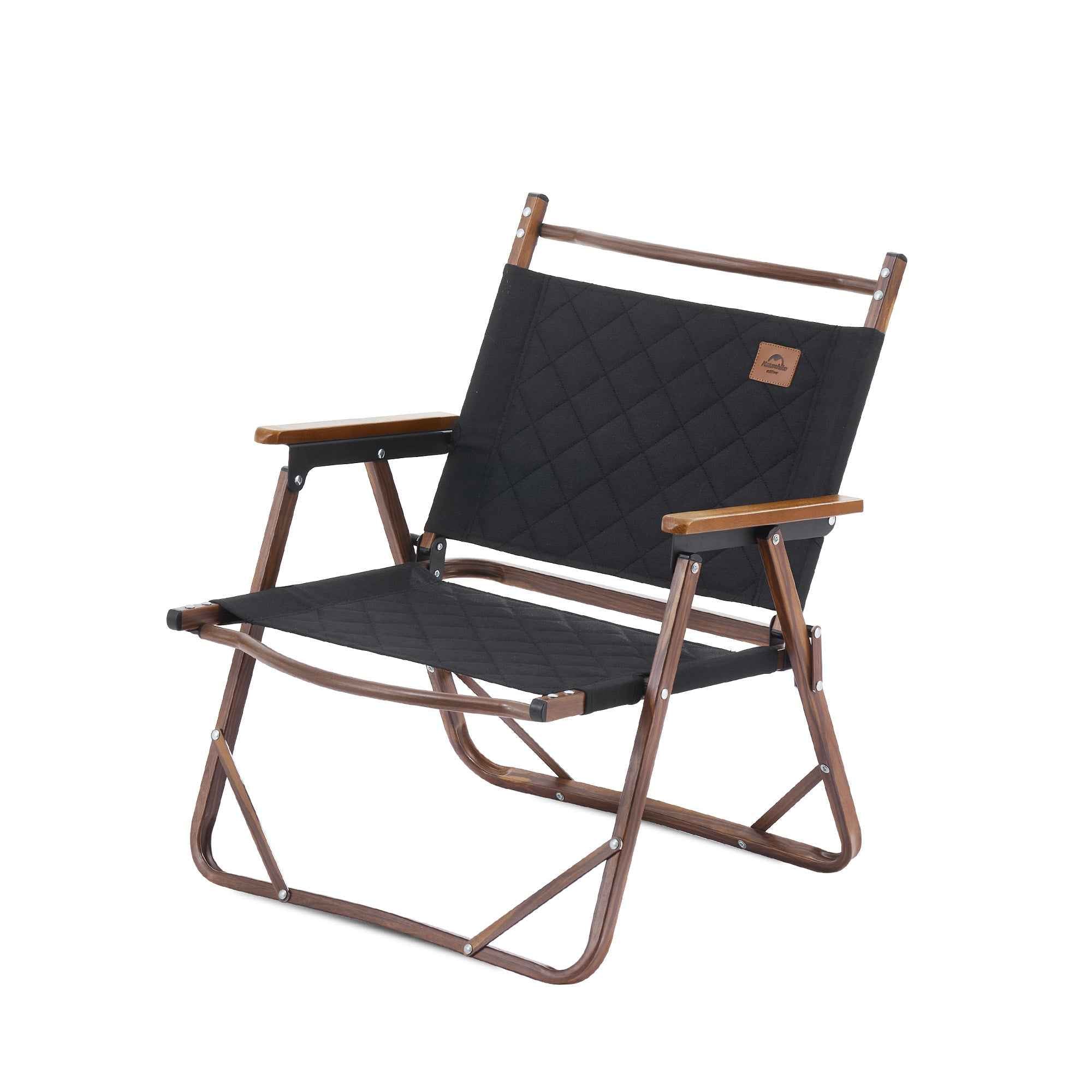 Black Wooden Grain Aluminum Camping Chair Foldable
