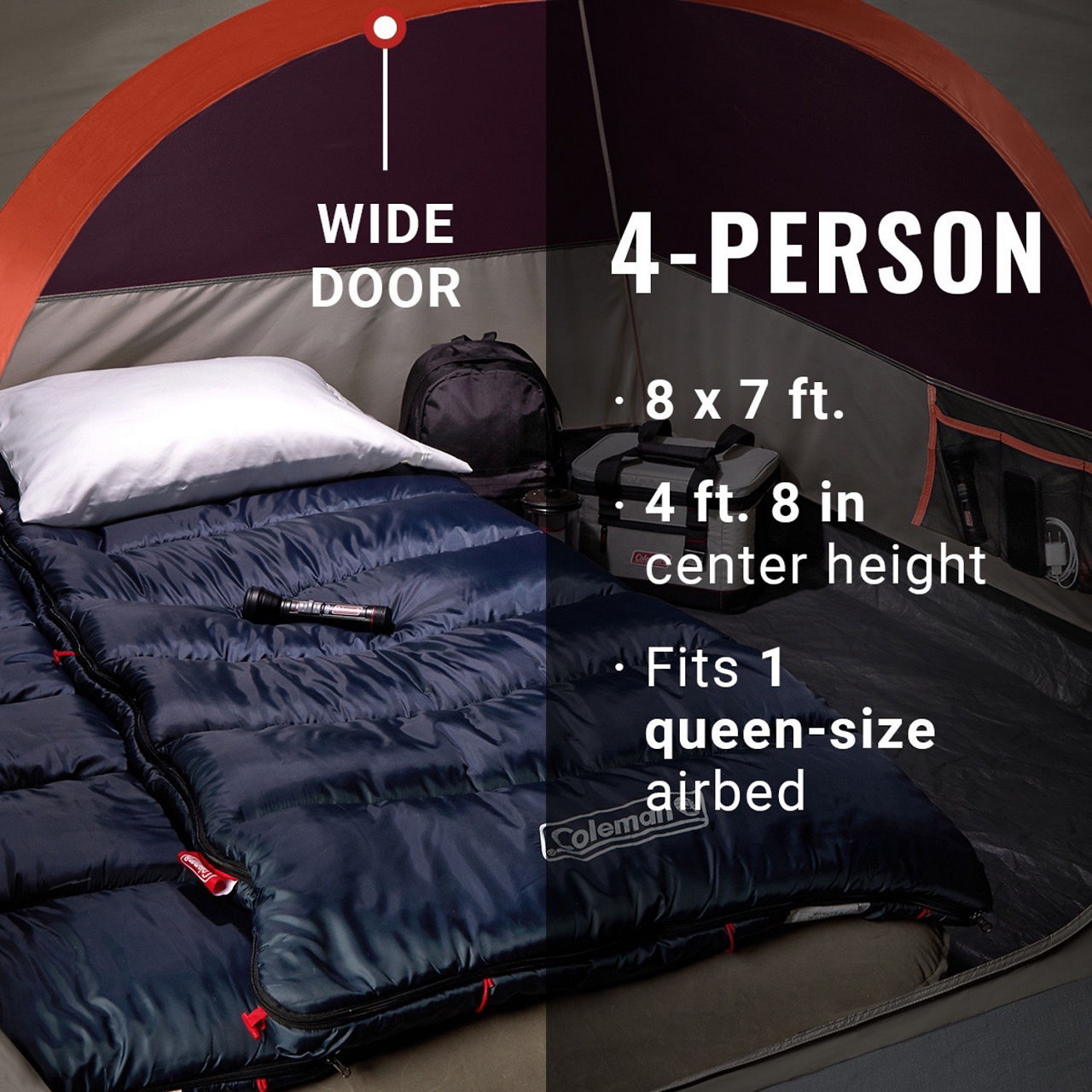 Coleman 4-Person Skydome™ Camping Tent | 8 ft x 7 ft x 4 ft | Blackberry