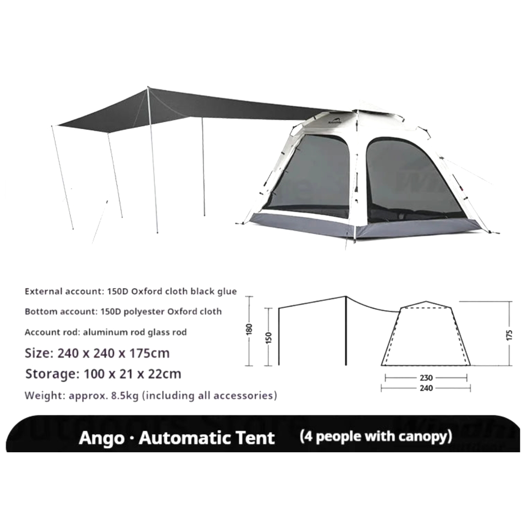 Naturehike Ango 4 Automatic Tent (With Canopy) (2026)