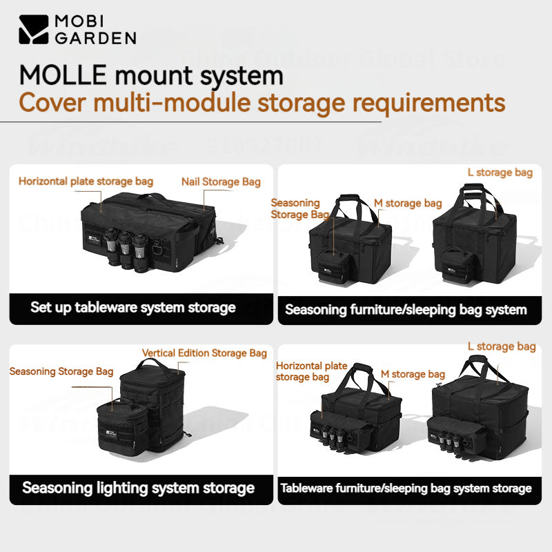MOBI GARDEN Ground Nail Storage Bag Portable Multi-function 5L Large Space One Second Switch Four Layer Camping Outdoor Partition Box Wear-resistant