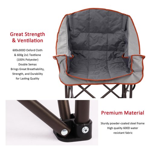 SUNNYFEEL Oversized Extra Large Padded Camping Chair, Outdoor Portable Folding Camp Chair, Large Camp Lounge Chairs Heavy Duty for Adults, Fishing, Sports, Trip