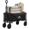 Naturehike Collapsible Wagon, 300LBS Capacity, Black Iron Steel Frame, Adjustable Aluminum Handle, All-Terrain Swivel Wheels, Garden Cart, Utility Wagon