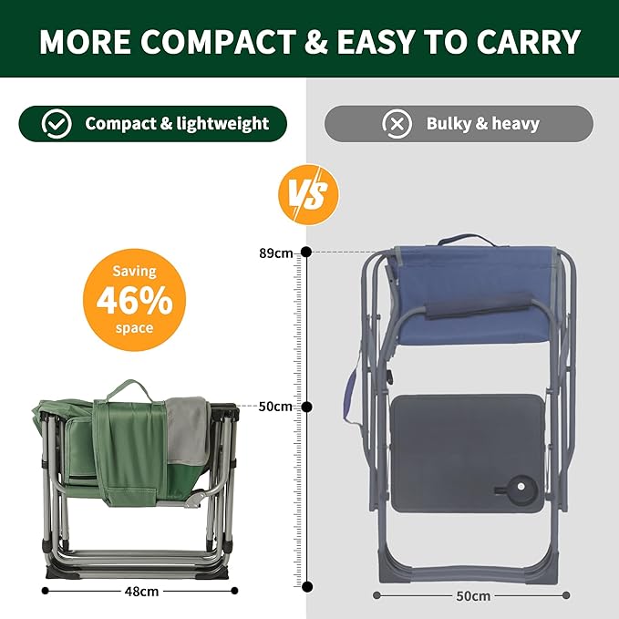 Naturehike Folding Camping Director Chair with Side Table and Storage Pockets