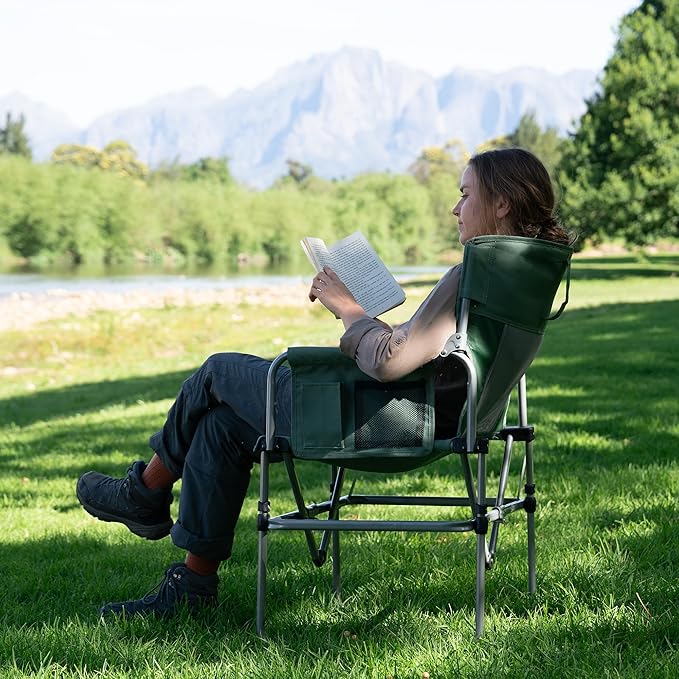 Naturehike Folding Camping Director Chair with Side Table and Storage Pockets