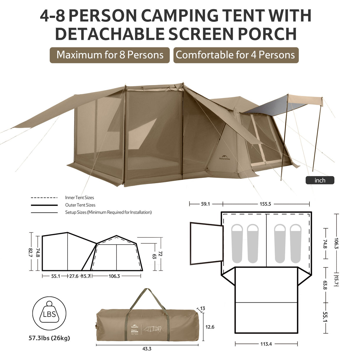 Village™ 13 Flagship PRO 8-Person Instant Cabin Tent