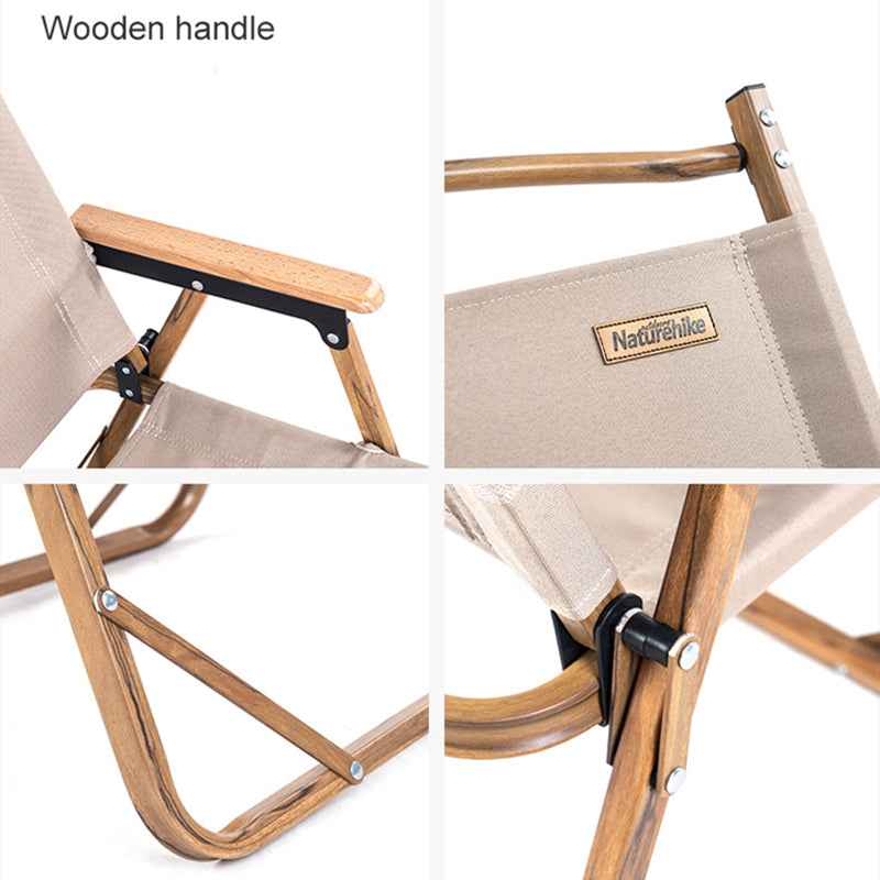 Black Wooden Grain Aluminum Camping Chair Foldable