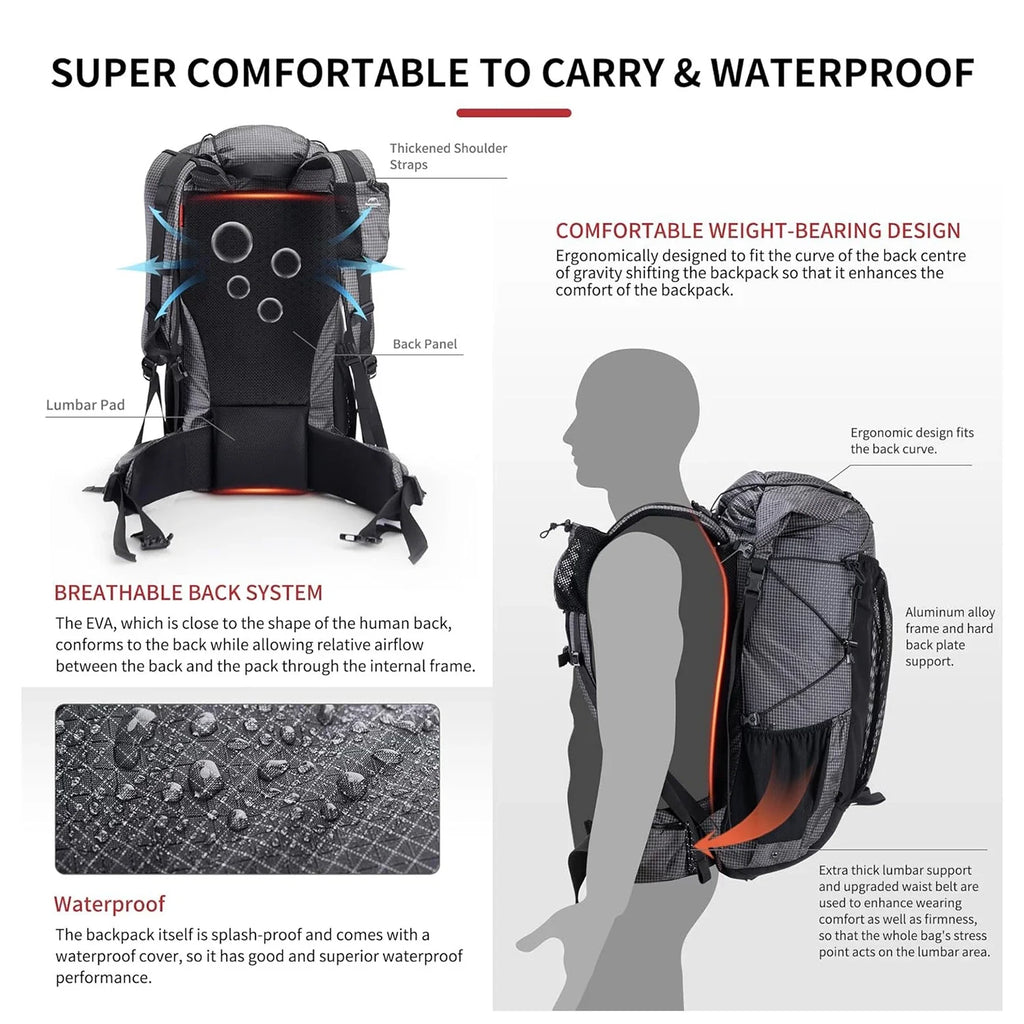 Naturehike Rock Outdoor Backpack Large Capacity With Rain Cover