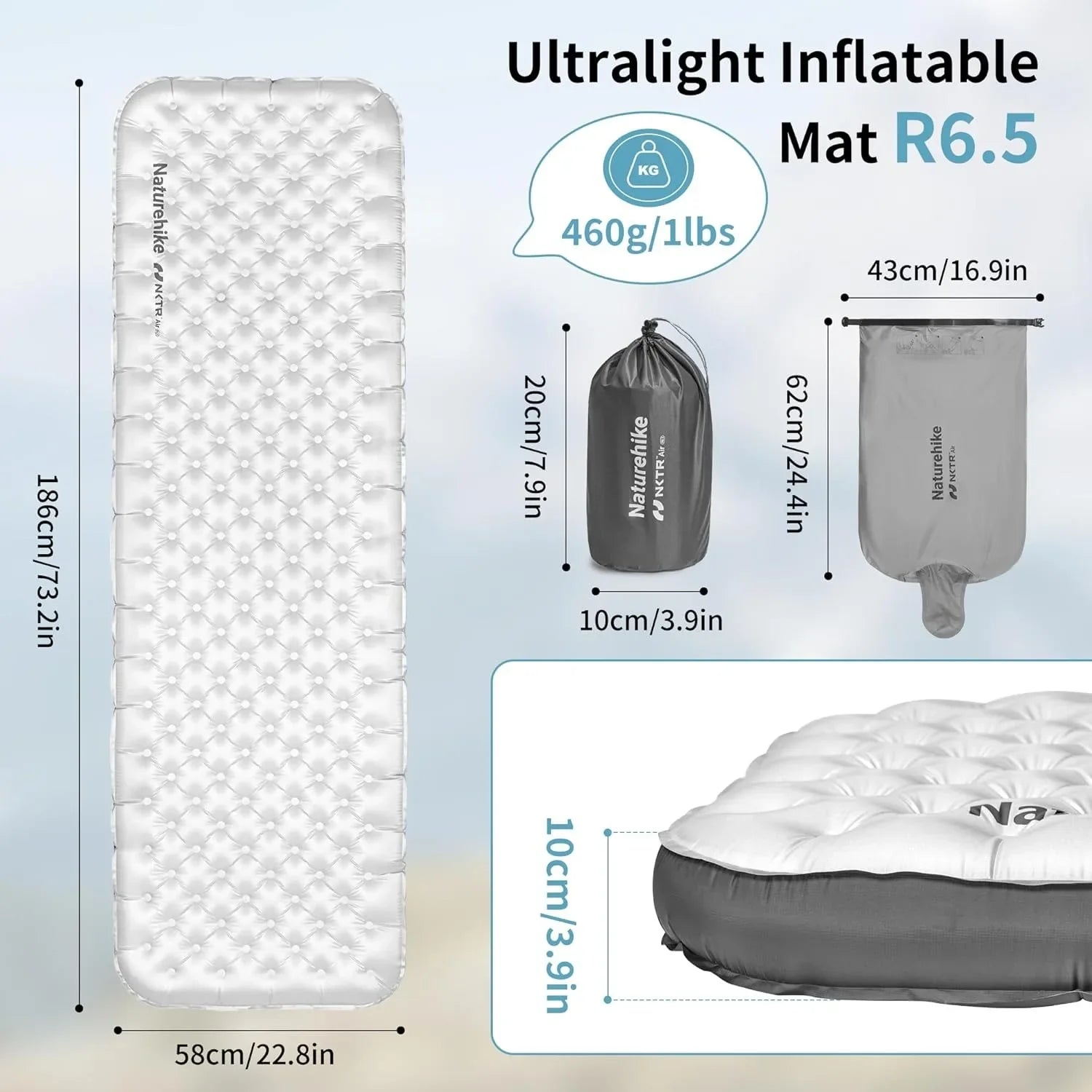 Naturehike R6.5 Air Mattress Ultralight Camping Sleeping Pad
