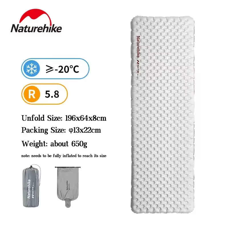 Naturehike Tuye 5.8 Ultra Light Carbon Silver Inflatable Mattress (2026)