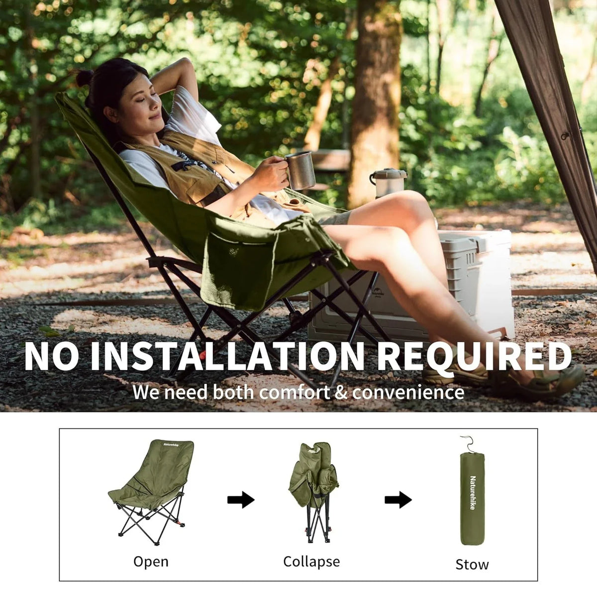 Naturehike Moon Chair Folding Lounge Camping Outdoor Seat