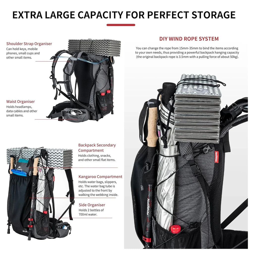 Naturehike Rock Outdoor Backpack Large Capacity With Rain Cover