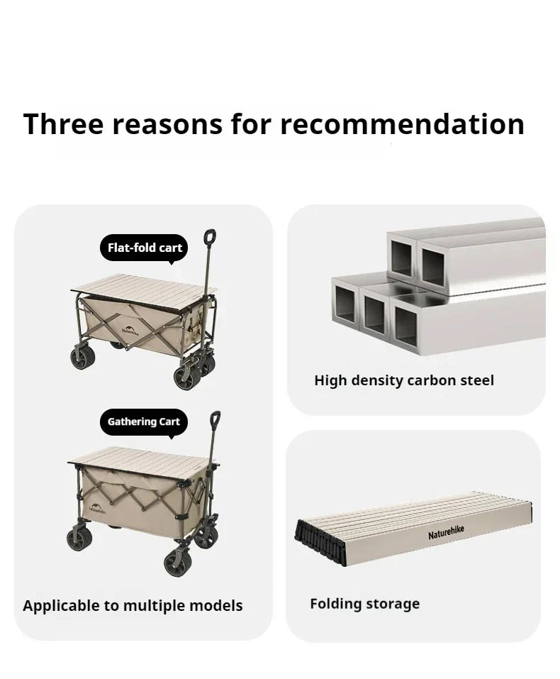 Naturehike Universal Trolley Table Board Portable Lightweight Outdoor Camping Folding Egg Roll Table Style Carbon Steel Picnic Tabletop Heavy Duty
